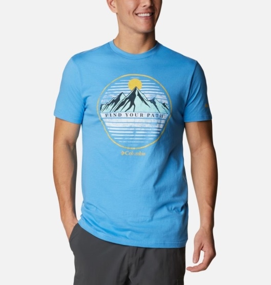 Columbia PHG Men's T-Shirt Blue | 047-HMUAQV