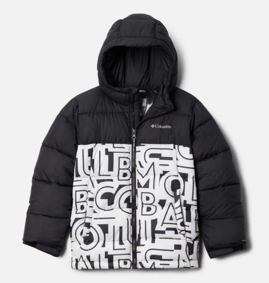 Columbia Pike Lake Kids' Puffer Jacket Black White | 412-EFTUDZ