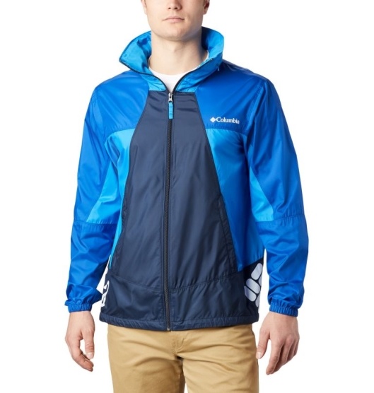 Columbia Point Park Men's Windbreaker Navy Azul Blue | 167-BATQZR