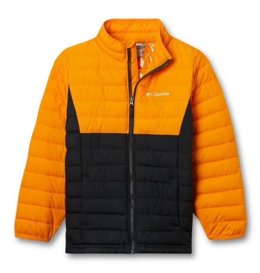 Columbia Powder Lite Kids' Puffer Jacket Black Orange | 627-IYNXJW