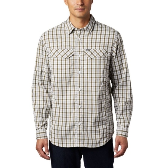 Columbia Silver Ridge Lite Plaid Men's Shirts Olive | 138-MDKHTN