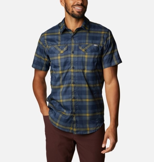 Columbia Silver Ridge Lite Plaid Men's Shirts Navy | 348-AKIVPW