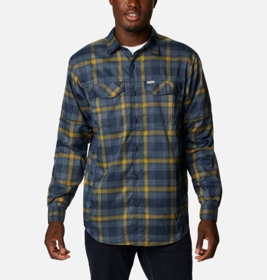 Columbia Silver Ridge Lite Plaid Men's Shirts Navy | 428-RKGTPZ