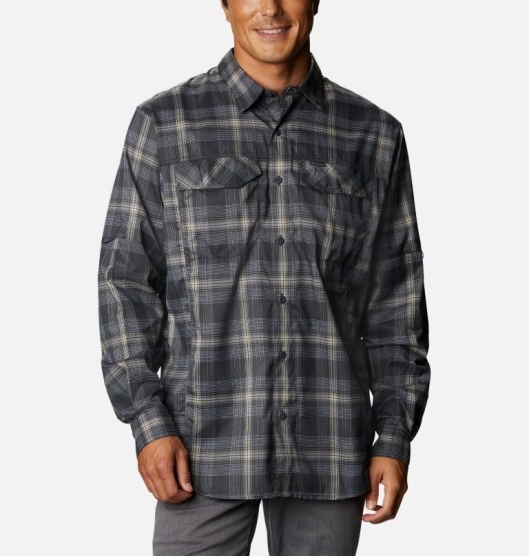 Columbia Silver Ridge Lite Plaid Men's Shirts Black | 571-RJNHVB