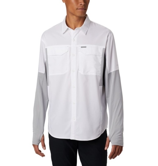 Columbia Silver Ridge Men's Shirts White Grey | 021-WMJZIU