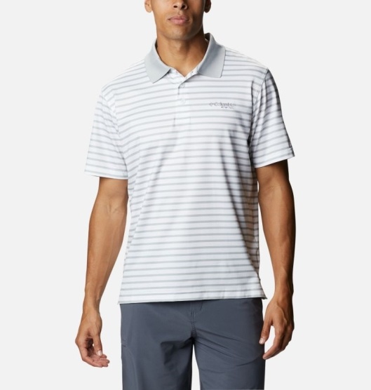 Columbia Skiff Cast Men's Polo Grey White | 258-WCSTHZ