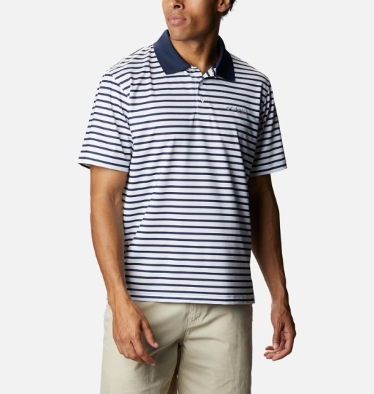 Columbia Skiff Cast Men's Polo Navy White | 640-TBIKCE