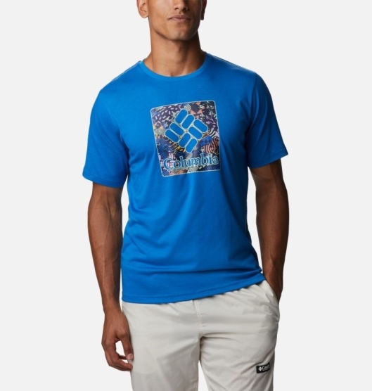 Columbia Sun Trek Men's T-Shirt Blue | 361-HLAPSV