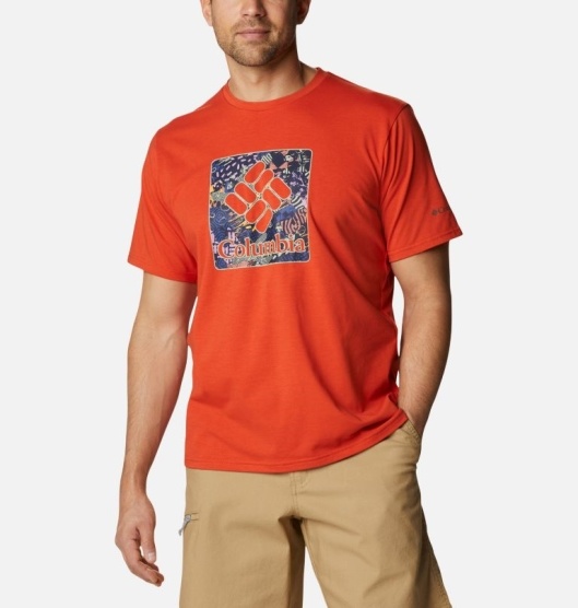 Columbia Sun Trek Men's T-Shirt Red | 560-QEZBMV