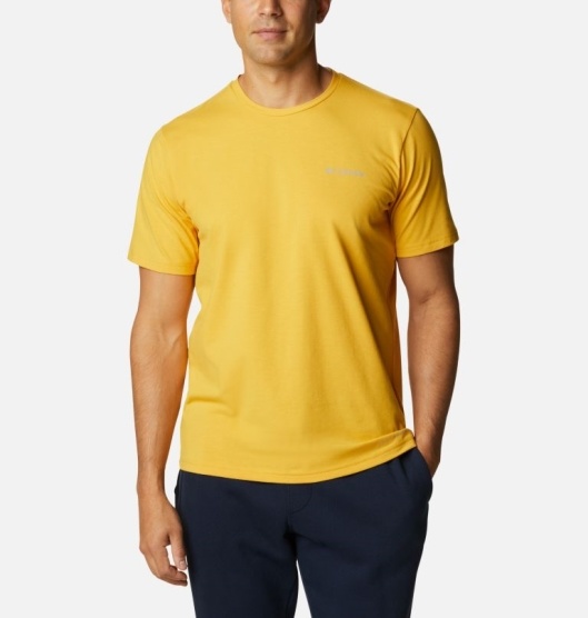 Columbia Sun Trek Men's T-Shirt Yellow | 103-QBOKYZ