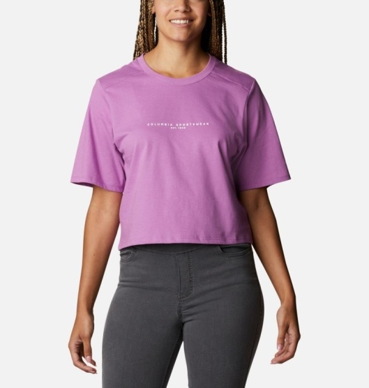 Columbia Sun Trek Women's T-Shirt Pink | 381-VIGMZH