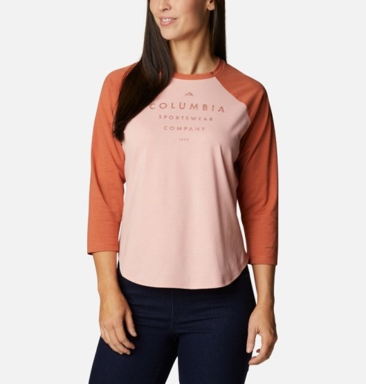 Columbia Sun Trek Women's T-Shirt Pink Brown | 732-EVYFKP