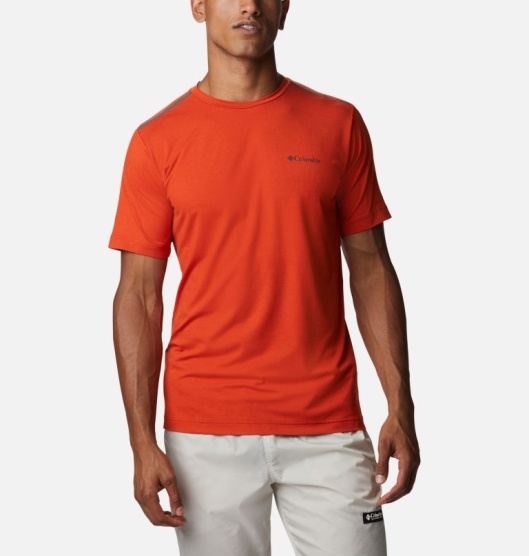 Columbia Tech Trail Men's T-Shirt Red | 390-XHKFLI