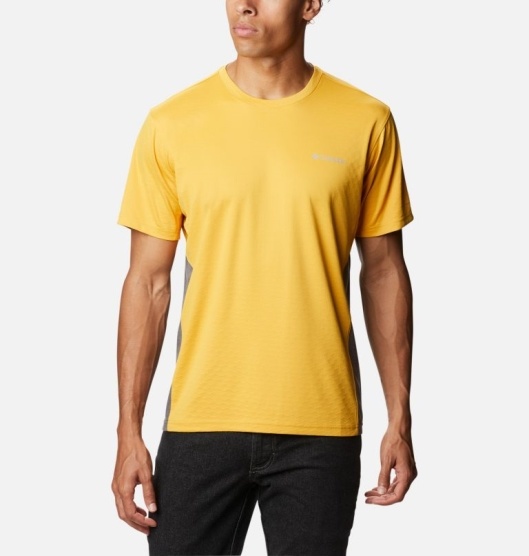 Columbia Zero Ice Cirro-Cool Men's T-Shirt Yellow Grey | 283-PBGEIW