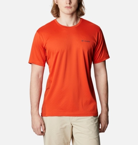 Columbia Zero Ice Cirro-Cool Men's T-Shirt Red | 390-BJRKYW